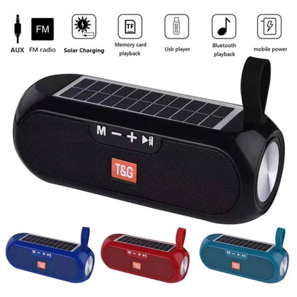 T&G TG182 Portable Column Wireless Stereo Music Box Solar Power waterproof USB AUX FM radio super bass(Grey) - Desktop Speaker by T&G | Online Shopping South Africa | PMC Jewellery | Buy Now Pay Later Mobicred