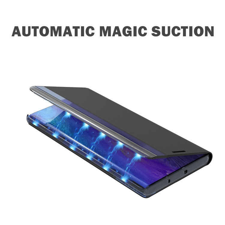 For Galaxy S20 Plus Side Display Magnetic Horizontal Flip Plain Texture Cloth + PC Case with Holder & Sleep / Wake-up Function(Silver) - Galaxy Phone Cases by PMC TechLife | Online Shopping South Africa | PMC TechLife