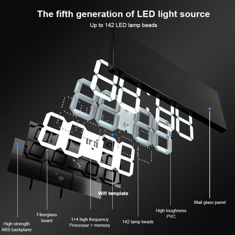 LED Digital Clock Living Room Wall Clock Creative WIFI Clock US Plug, Style:4 Bit WIFI, Color:Hollow White - Wall Clock by PMc TechLife | Online Shopping South Africa | PMc TechLife | Buy Now Pay Later Mobicred