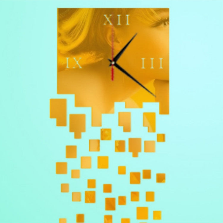 Mirror Clock Personality Wall Clock Three-dimensional Wall Decoration Mosaic Wall Clock(Gold) - Wall Clock by PMc TechLife | Online Shopping South Africa | PMc TechLife | Buy Now Pay Later Mobicred