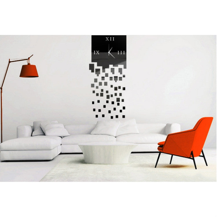 Mirror Clock Personality Wall Clock Three-dimensional Wall Decoration Mosaic Wall Clock(Black) - Wall Clock by PMc TechLife | Online Shopping South Africa | PMc TechLife | Buy Now Pay Later Mobicred