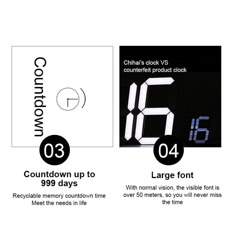 Multifunctional LED Wall Clock Creative Digital Clock, Style:Sealed Box Remote Control(White Font) - free shipping - PMc TechLife - Order now!