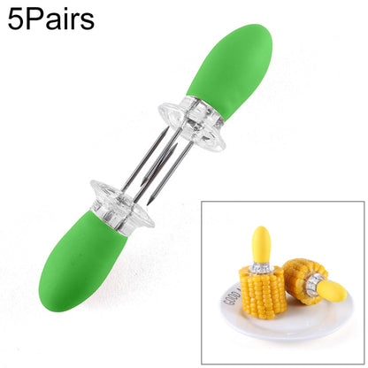 5 Pairs Outdoor BBQ Stainless Steel Corn Fork Fruit Fork Corn Device(Green) - Gadgets by PMC Jewellery | Online Shopping South Africa | PMC Jewellery | Buy Now Pay Later Mobicred