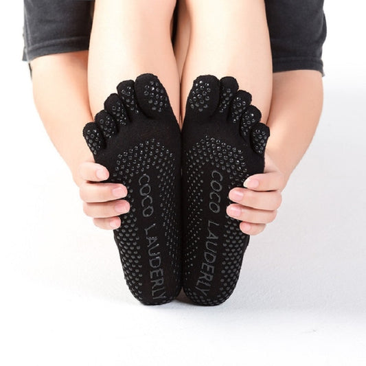 A Pair, Solid Color Non-slip Sweat-absorbent Yoga Socks Split Toe Socks for Women, Size:One Size(Black) - Yoga Socks & Shoes by PMC Jewellery | Online Shopping South Africa | PMC Jewellery | Buy Now Pay Later Mobicred