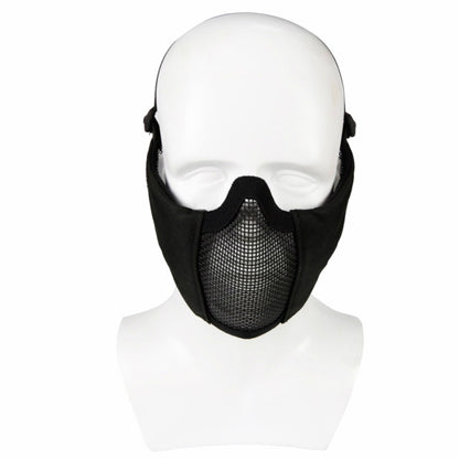 WoSporT Half Face Metal Net Field  Ear Protection Outdoor Cycling Steel Mask(Dark Crepe) - Protective Helmet & Masks by PMC Jewellery | Online Shopping South Africa | PMC Jewellery | Buy Now Pay Later Mobicred