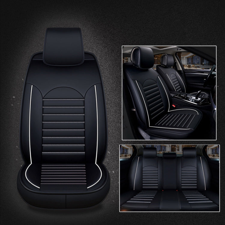 Universal PU Leather Car Seat Cover Black White - Seat Accessories by PMC TechLife | Online Shopping South Africa | PMC TechLife | Buy Now Pay Later Mobicred
