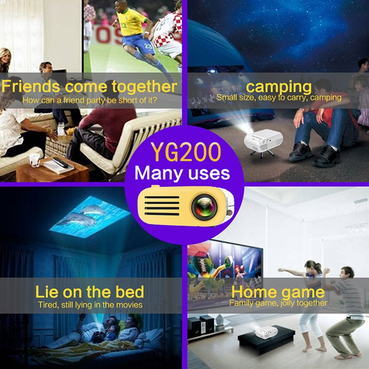 YG200 Portable LED Pocket Mini Projector AV USB SD HDMI Video Movie Game Home Theater Video Projector, US Plug(Black and White) - LED Projector by PMC Jewellery | Online Shopping South Africa | PMC Jewellery | Buy Now Pay Later Mobicred