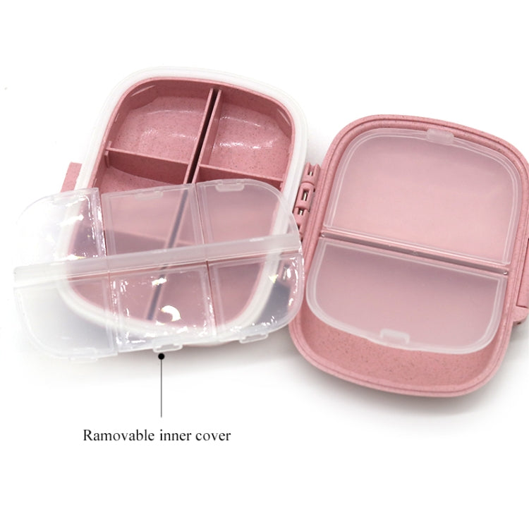 3 PCS 8-Grid Double-layer Portable Mini Straw Pill Storage Box(Wheat Blue) - free shipping - PMC TechLife - Order now!