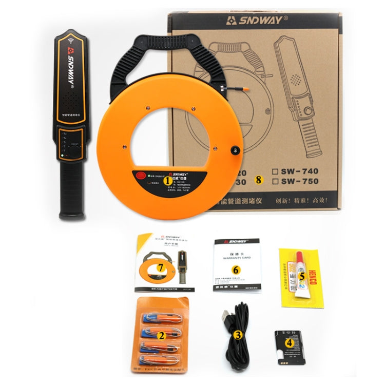 SNDWAY Pipe Scanner Thickness PVC Pipe Blockage Width Measuring Instrument, Specification:SW730 Standard (30 meters) - free shipping - PMC Jewellery - Order now!