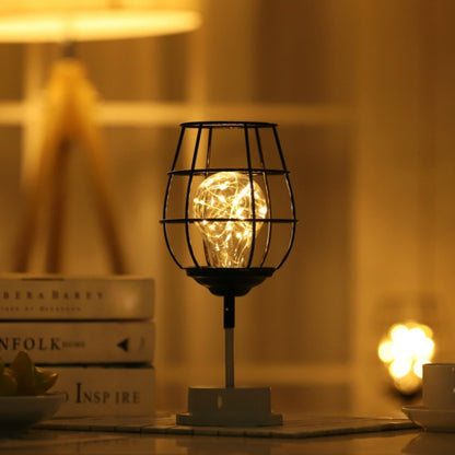 Retro Classic Iron Art LED Table Lamp Reading Lamp Night Light Bedroom Lamp Desk Lighting Home Decoration, Lampshade Style:Red Wine Glass - Night Lights by PMC Jewellery | Online Shopping South Africa | PMC Jewellery | Buy Now Pay Later Mobicred