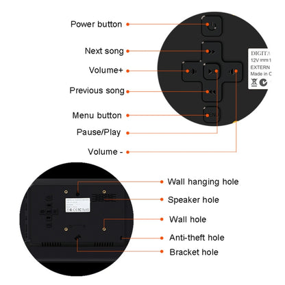 DPF-1201 12 inch 1280x800 Resolution Wall Mounted Advertising Machine LCD Electronic Photo Frame, Plug:US Plug(Black) - 11-15 inch by PMC Jewellery | Online Shopping South Africa | PMC Jewellery | Buy Now Pay Later Mobicred