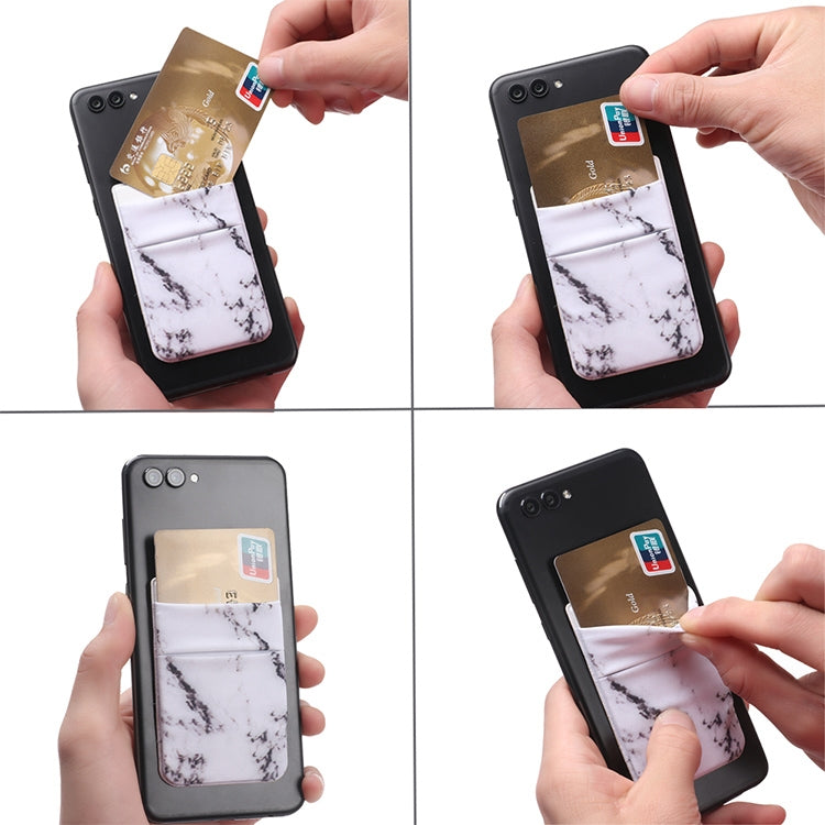 Marble Pattern Road Stretch Phone Back Plastic Card Holder Sticky Phone Clip(Black) - Card & Passport Bags by PMc TechLife | Online Shopping South Africa | PMc TechLife | Buy Now Pay Later Mobicred