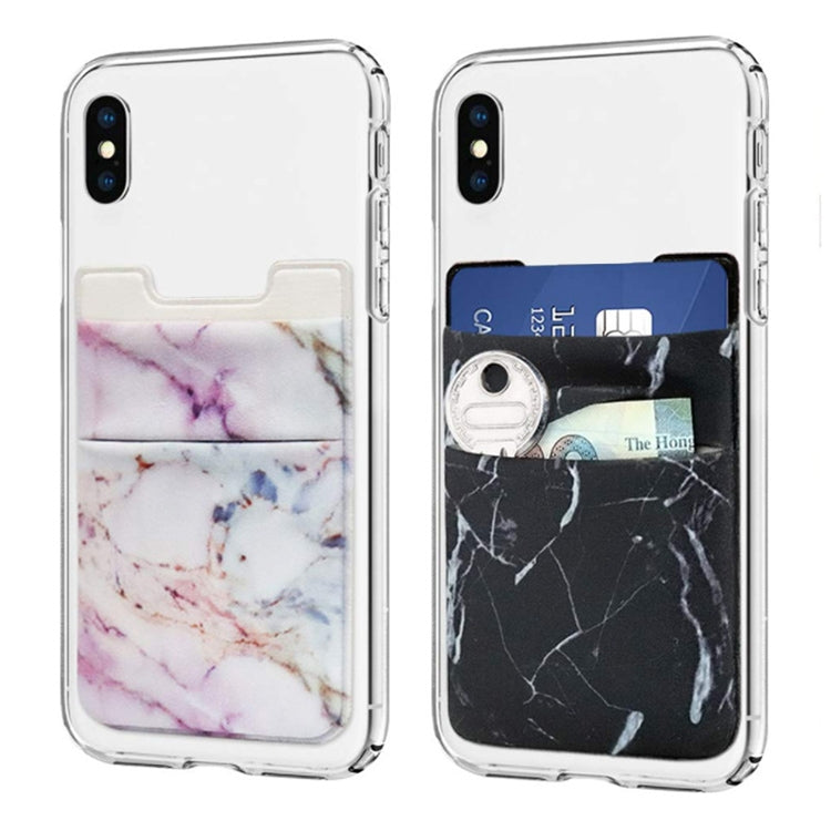 Marble Pattern Road Stretch Phone Back Plastic Card Holder Sticky Phone Clip(Black) - Card & Passport Bags by PMc TechLife | Online Shopping South Africa | PMc TechLife | Buy Now Pay Later Mobicred