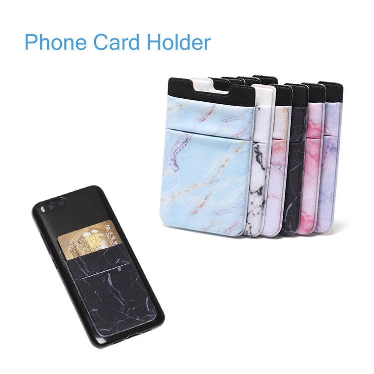 Marble Pattern Road Stretch Phone Back Plastic Card Holder Sticky Phone Clip(Black) - Card & Passport Bags by PMc TechLife | Online Shopping South Africa | PMc TechLife | Buy Now Pay Later Mobicred