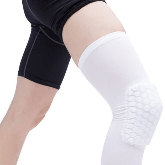 Long Sports Anti-collision Anti-fall Breathable Honeycomb Knee Pads, Size:XL(White) - Sports Safety by PMC Jewellery | Online Shopping South Africa | PMC Jewellery | Buy Now Pay Later Mobicred