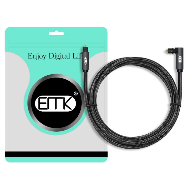 EMK 90 Degree Swivel Adjustable Right Angled 360 Degrees Rotatable Plug Nylon Woven Mesh Optical Audio Cable, Cable Length:10m(Black) - Audio Optical Cables by EMK | Online Shopping South Africa | PMC Jewellery | Buy Now Pay Later Mobicred