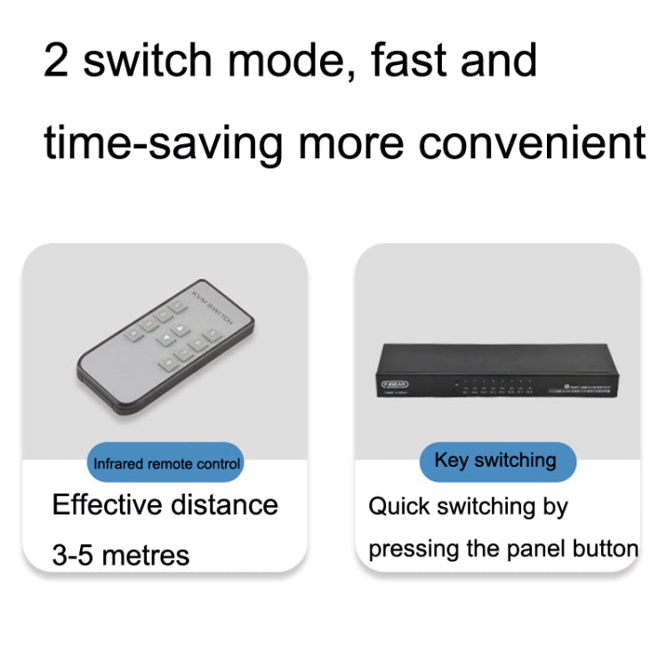 FJGEAR FJ-810UK 8 In 1 Out USB KVM Switcher With Desktop Switch, Plug Type:EU Plug(Black) - Converter by FJGEAR | Online Shopping South Africa | PMC Jewellery | Buy Now Pay Later Mobicred