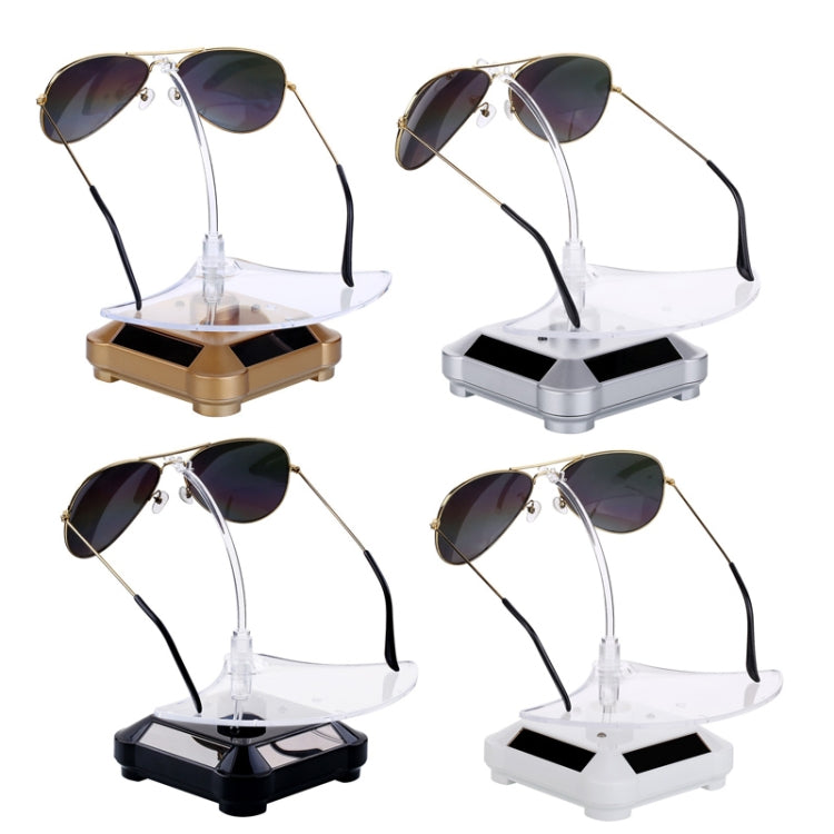 Solar 360 Degree Rotating Turntable Colorful Lights Glasses Display Stand(Black) - free shipping - PMC TechLife - Order now!