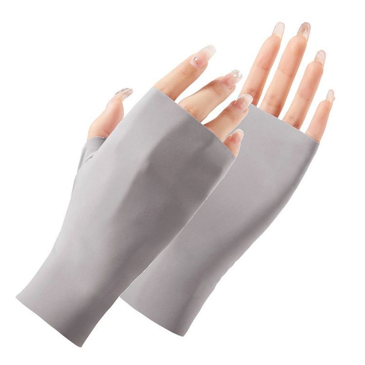 Ladies Sunscreen Gloves Half Finger Ice Silk Gloves,Style: Linked Finger(Gray) - Safety Gloves by PMC TechLife | Online Shopping South Africa | PMC TechLife | Buy Now Pay Later Mobicred