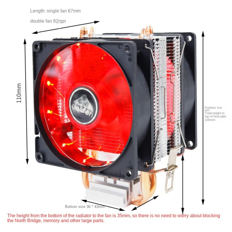 Desktop Computer 6 Copper Tube CPU Radiator Super Quiet Blue Light 3-pin Single Fan - free shipping - PMC Jewellery - Order now!