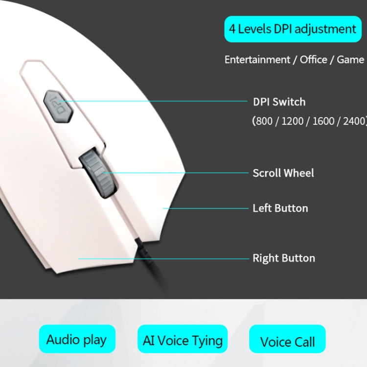 Pcsensor MOS4 4 Keys 2400DPI Game Intelligent Voice Recognition Input Mouse, Cable Length: 1.5m(Sound) - Wired Mice by Pcsensor | Online Shopping South Africa | PMC Jewellery | Buy Now Pay Later Mobicred