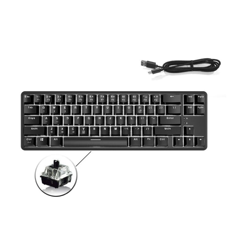 Ajazz K680T Mini USB Wired Dual-mode Charging 68-keys Laptop Bluetooth Mechanical Keyboard, Cable Length: 1.6m, Style:Black Shaft(Black) - Wired Keyboard by Ajazz | Online Shopping South Africa | PMC Jewellery | Buy Now Pay Later Mobicred