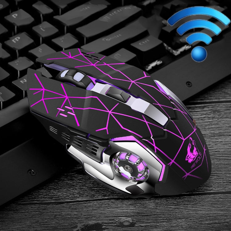 FREEDOM-WOLF X8 2400 DPI 6 Keys 2.4G Wireless Charging Silent Luminous Gaming Mechanical Mouse(Star Black) - Wireless Mice by PMC Jewellery | Online Shopping South Africa | PMC Jewellery | Buy Now Pay Later Mobicred