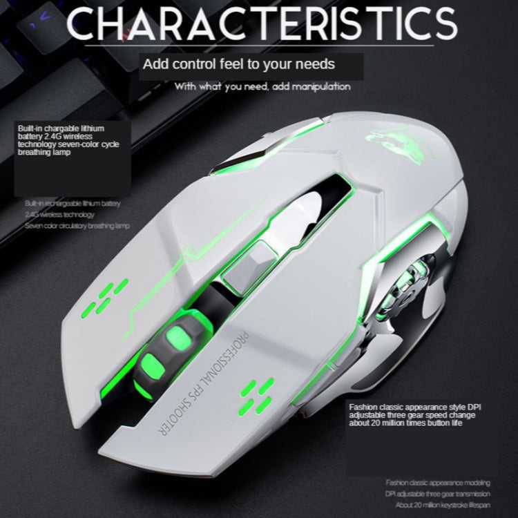 FREEDOM-WOLF X8 2400 DPI 6 Keys 2.4G Wireless Charging Silent Luminous Gaming Mechanical Mouse(Star Black) - Wireless Mice by PMC Jewellery | Online Shopping South Africa | PMC Jewellery | Buy Now Pay Later Mobicred