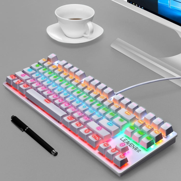 LEAVEN K550 87 Keys Green Shaft Gaming Athletic Office Notebook Punk Mechanical Keyboard, Cable Length: 1.8m(White) - Wired Keyboard by PMC Jewellery | Online Shopping South Africa | PMC Jewellery | Buy Now Pay Later Mobicred