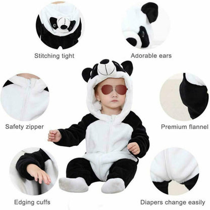 Babies Cartoon Animal Shape Flannel Jumpsuit Romper, Size:90CM(White rabbit) - Baby Clothing by PMC Jewellery | Online Shopping South Africa | PMC Jewellery | Buy Now Pay Later Mobicred