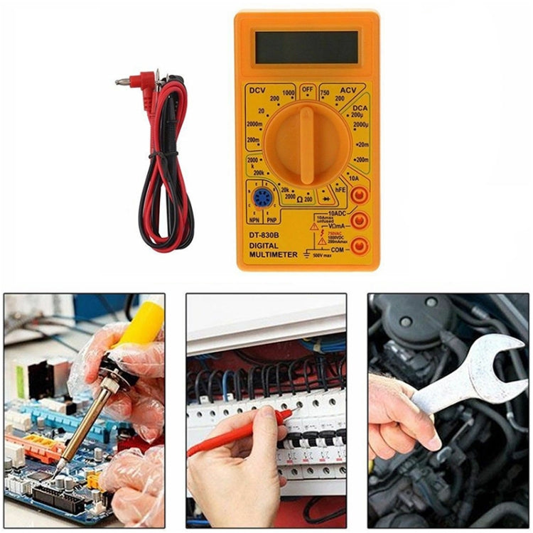 DT-830B Handheld Digital Multimeter Ammeter Voltmeter Digital Display Universal Tester Meter(Yellow) - Voltage Detector by PMC Jewellery | Online Shopping South Africa | PMC Jewellery | Buy Now Pay Later Mobicred