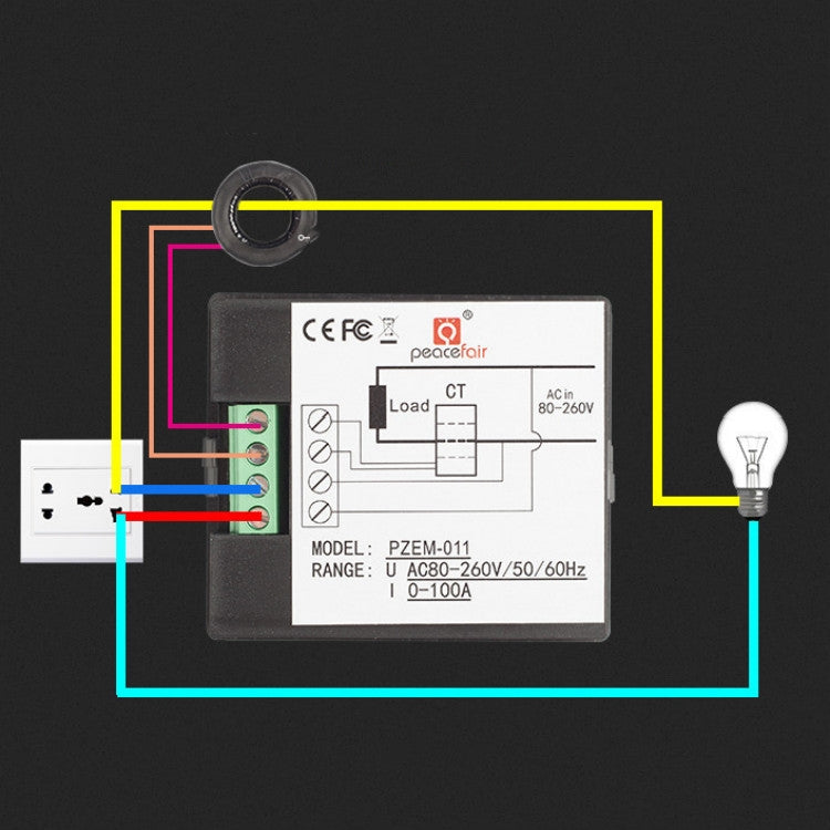 peacefair PZEM-011 AC Digital Display Multi-function Voltage and Current Meter Electrician Instrument, Specification:Host + Opening CT - Current & Voltage Tester by peacefair | Online Shopping South Africa | PMC Jewellery | Buy Now Pay Later Mobicred