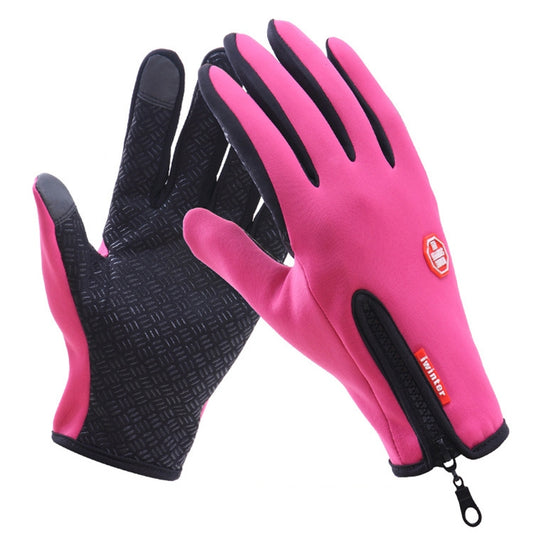 Cycling Gloves Full Finger Neoprene PU Breathable Leather Warm Winter Outdoor Sports Gloves(Pink) - Full Finger Gloves by PMC Jewellery | Online Shopping South Africa | PMC Jewellery | Buy Now Pay Later Mobicred