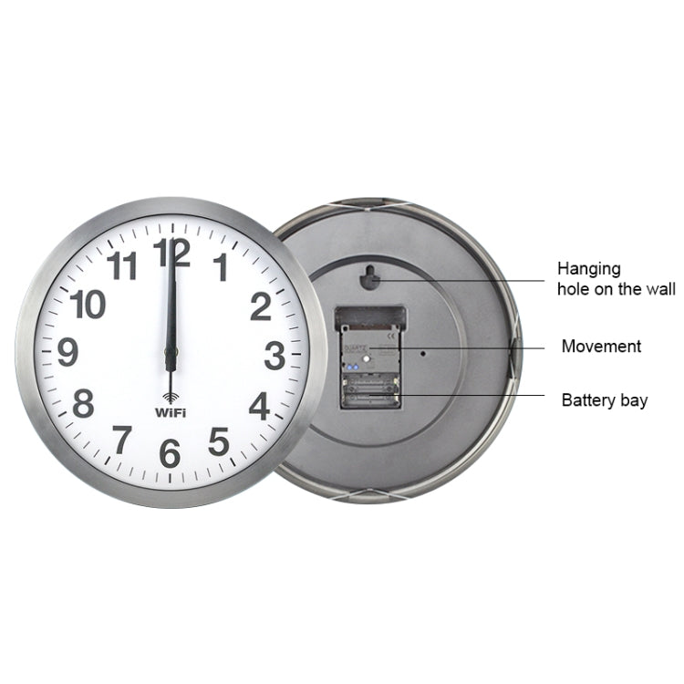 Smart Network Automatic Time Synchronization Wifi Wall Clock Modern Minimalist Silent Living Room Clock, Size:16 inch(Silver) - Wall Clock by PMC TechLife | Online Shopping South Africa | PMC TechLife