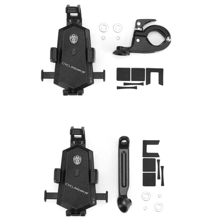 Bicycle Mobile Phone Holder Can Rotate And Adjust Fixed Aluminum Alloy Bracket Automatic Grab Bracket, Style:Rearview Mirror Installation(Black) - Holders by PMC TechLife | Online Shopping South Africa | PMC TechLife | Buy Now Pay Later Mobicred