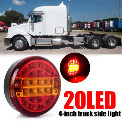 4 Inch 20 LEDs10-30V Wide Pressure Truck Tail Light 20LED Round Truck Tail Light Bread Light(Yellow) - Brake Lights by PMC Jewellery | Online Shopping South Africa | PMC Jewellery | Buy Now Pay Later Mobicred