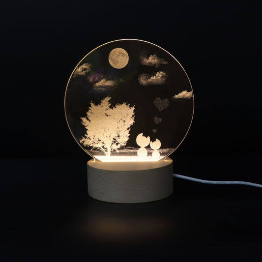 3D Atmosphere Decorative Light Acrylic Inner Carved LED Night Light Creative Girl Table Lamp(Tree Cat) - Novelty Lighting by PMC Jewellery | Online Shopping South Africa | PMC Jewellery | Buy Now Pay Later Mobicred