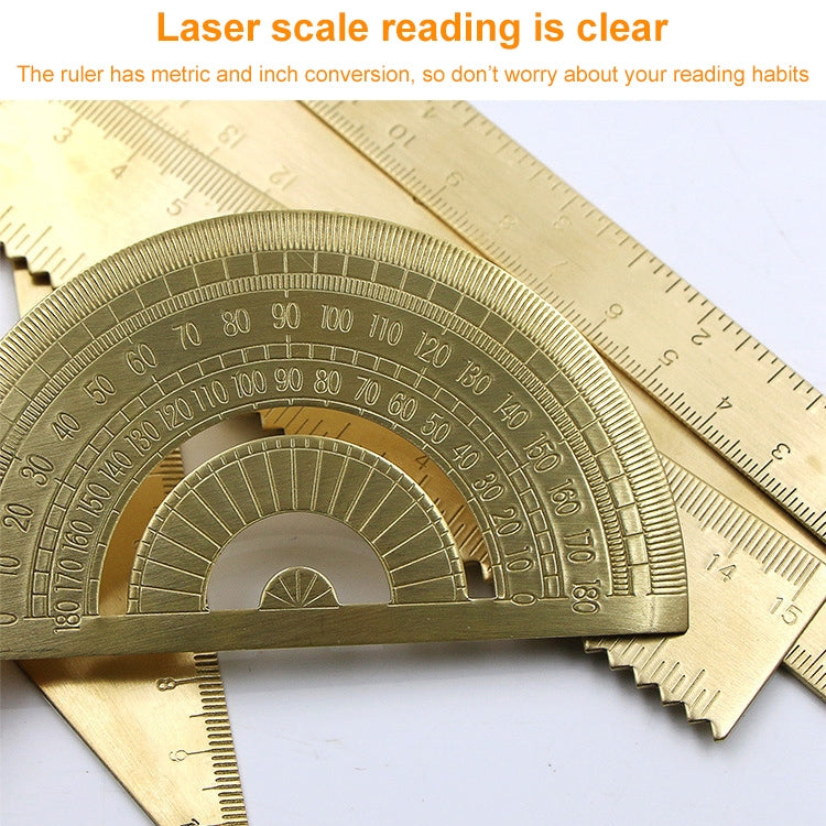 Brass Retro Drawing Ruler Measuring Tools, Model: 0-10cm Right Angle Triangle Ruler - Rulers by PMC TechLife | Online Shopping South Africa | PMC TechLife