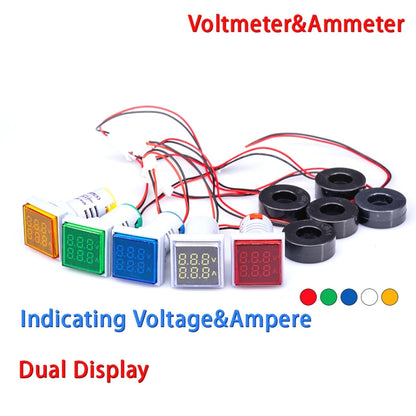 AD16-22FVA Square Signal Indicator Type Mini Digital Display AC Voltage And Current Meter(Red) - Current & Voltage Tester by PMC Jewellery | Online Shopping South Africa | PMC Jewellery