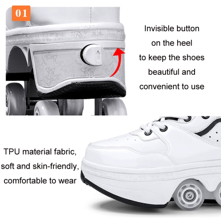 DF06 Walking Shoes Four-wheel Retractable Roller Skates, Size:40(White) - Children Shoes by PMC Jewellery | Online Shopping South Africa | PMC Jewellery