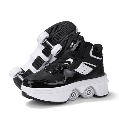 DF06 Walking Shoes Four-wheel Retractable Roller Skates, Size:40(Black) - Children Shoes by PMC Jewellery | Online Shopping South Africa | PMC Jewellery