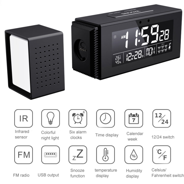 TS-P30 Multifunctional Night Light Alarm Digital Clock with FM Radio & Temperature / Humidity Display & IR Sensor Function(Pink) - Alarm Clocks by PMc TechLife | Online Shopping South Africa | PMc TechLife | Buy Now Pay Later Mobicred