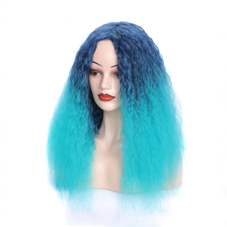 Matte Realistic Corn Perm Long Curly Hair Woolen Volume Wig Headgear(Malachite Green Gradient) - free shipping - PMC TechLife - Order now!