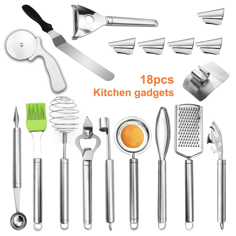 18 in 1 Kitchen Gadget Set Stainless Steel Whisk Silicone Oil Whisk Pizza Cutter - Gadgets by PMC Jewellery | Online Shopping South Africa | PMC Jewellery | Buy Now Pay Later Mobicred