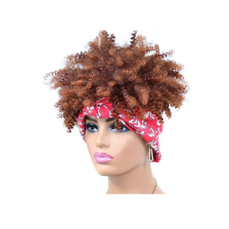 Headscarf Wig Black Gradient Small Curly Wig Explosive Headgear, Colour: 7.TJB0-4T30# - free shipping - PMC TechLife - Order now!