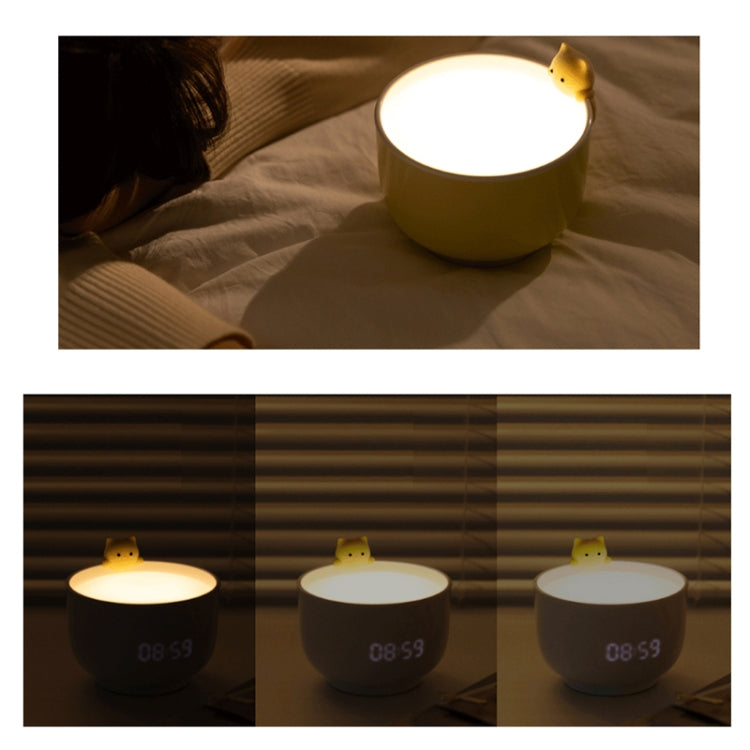 Cat Alarm Clock Night Light 2W LED Rechargeable Adjustable Children Bedroom Bedside Light(Beige) - Night Lights by PMc TechLife | Online Shopping South Africa | PMc TechLife | Buy Now Pay Later Mobicred