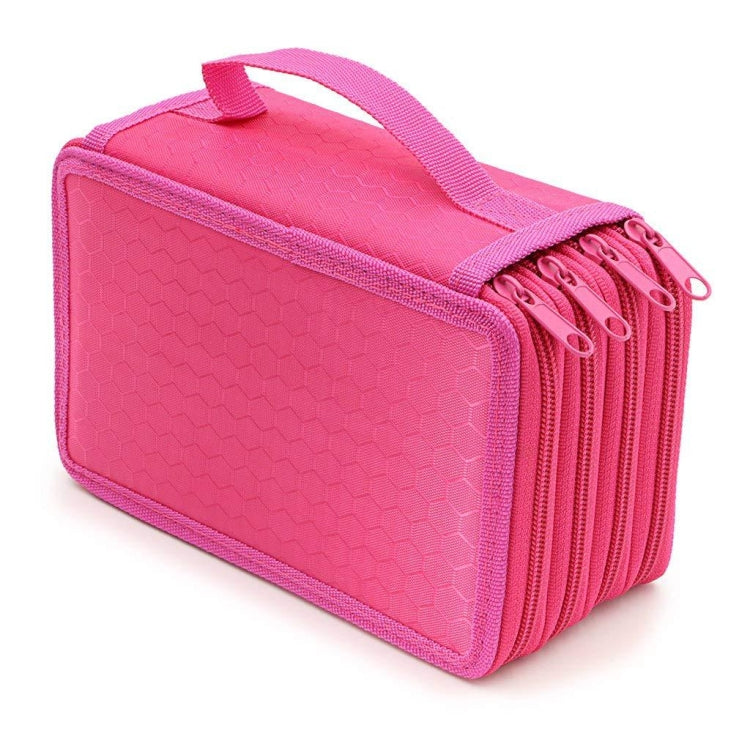 Solid Color Square Four-Layer Pencil Case Sketch Colorful Pencil Case With 72 Holes(Rose Red) - File Folder by PMC TechLife | Online Shopping South Africa | PMC TechLife | Buy Now Pay Later Mobicred