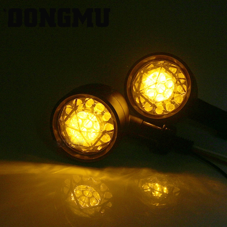 1pair Motorcycle Universal Retro LED Turn Signal Light(Electroplating Shell Yellow Cover) - Turn Signal by PMC TechLife | Online Shopping South Africa | PMC TechLife | Buy Now Pay Later Mobicred
