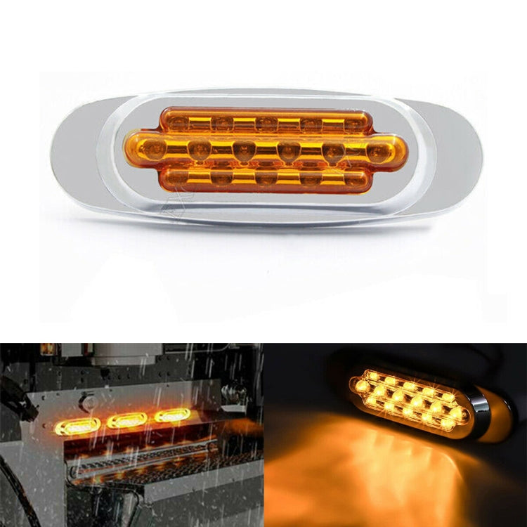 12-24V 16 LEDs Electroplating Side Lights Side Tail Lights Cargo Truck Modification Light, Colour: Yellow (2 Lines Always Bright) - Warning Lights by PMC Jewellery | Online Shopping South Africa | PMC Jewellery | Buy Now Pay Later Mobicred