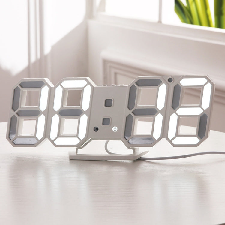 6609 3D Stereo LED Alarm Clock Living Room 3D Wall Clock, Colour: White - Alarm Clocks by PMC Jewellery | Online Shopping South Africa | PMC Jewellery